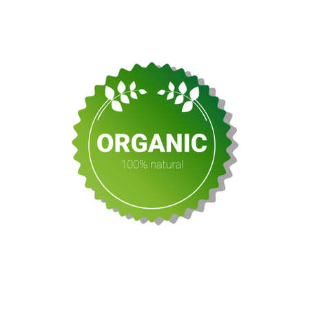 Eco Friendly Organic Natural Product Web Icon Green  Flat Vector Illustrationのイラスト素材