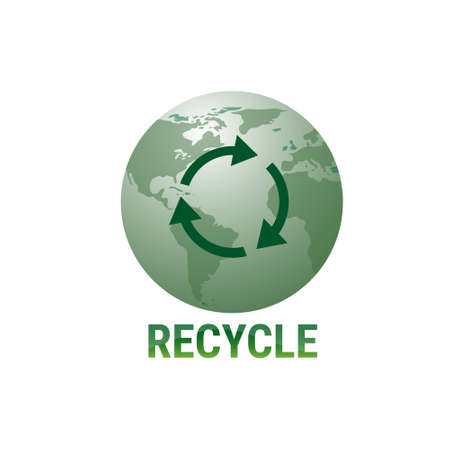 Recycle Earth Globe Symbol Green  Web Icon Flat Vector Illustrationのイラスト素材