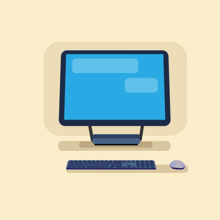 Desktop  Modern Computer Workstation Icon Vector Illustrationのイラスト素材