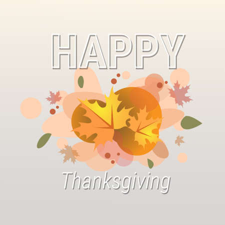 Happy Thanksgiving Day Autumn Traditional Holiday Banner Flat Vector Illustrationのイラスト素材