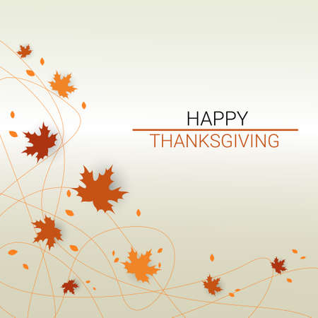 Happy Thanksgiving Day Autumn Traditional Holiday Banner Flat Vector Illustrationのイラスト素材