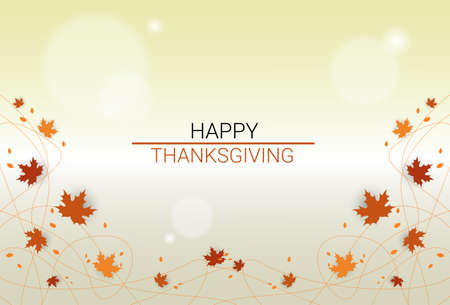 Happy Thanksgiving Day Autumn Traditional Holiday Banner Flat Vector Illustrationのイラスト素材