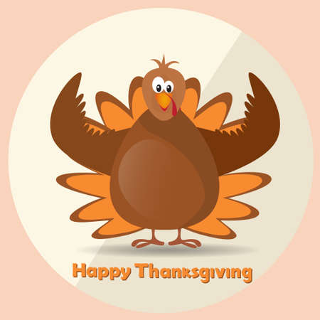 Happy Thanksgiving Day Turkey Autumn Traditional Holiday Banner Flat Vector Illustrationのイラスト素材