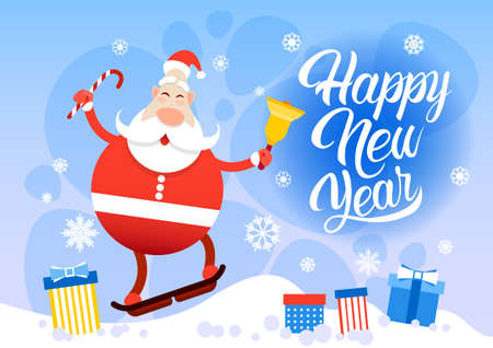 Santa Claus Hold Megaphone Happy New Year Holiday Merry Christmas Flat Vector Illustrationのイラスト素材