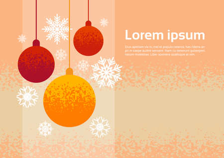 Happy New Year Merry Christmas Decoration Greeting Card Celebration Banner Flat Vector Illustrationのイラスト素材