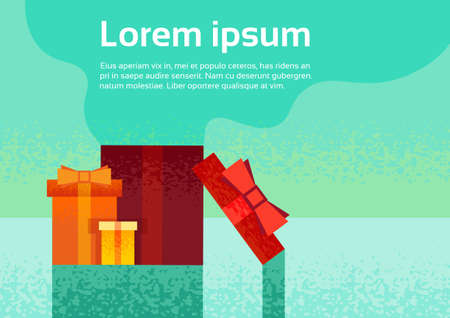 Happy New Year Merry Christmas Decoration Greeting Card Celebration Banner Flat Vector Illustrationのイラスト素材