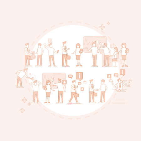 Business People Group Team Businesspeople Teamwork Conference Brainstorming Meeting Vector Illustrationのイラスト素材