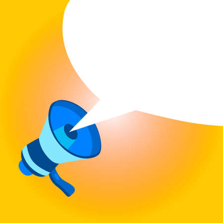 Megaphone White Chat Bubble Copy Space Loudspeaker Flat Vector Illustrationのイラスト素材