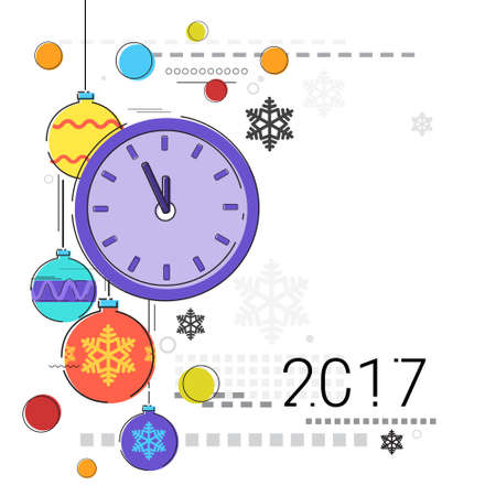 Merry Christmas Happy New Year Simple Line Sketch Banner Card Outline Vector Illustrationのイラスト素材