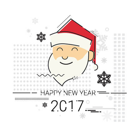 Merry Christmas Happy New Year Simple Line Sketch Banner Card Outline Vector Illustrationのイラスト素材