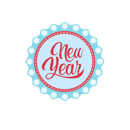 Happy New Year Merry Christmas Greeting Card Decoration Laber Web Icon Flat Vector Illustrationのイラスト素材