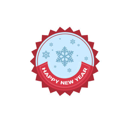 Happy New Year Merry Christmas Greeting Card Decoration Laber Web Icon Flat Vector Illustrationのイラスト素材