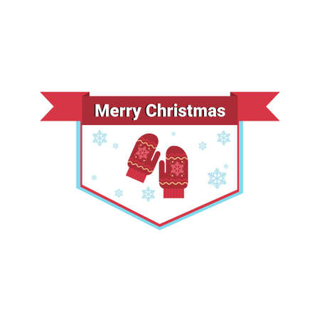 Happy New Year Merry Christmas Greeting Card Decoration Laber Web Icon Flat Vector Illustrationのイラスト素材