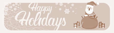 Santa Claus With Present Sack Merry Christmas Greeting Card Happy New Year Vector Illustrationのイラスト素材