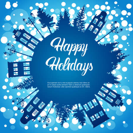Happy New Year Merry Christmas Decoration Greeting Card Celebration Banner Flat Vector Illustrationのイラスト素材