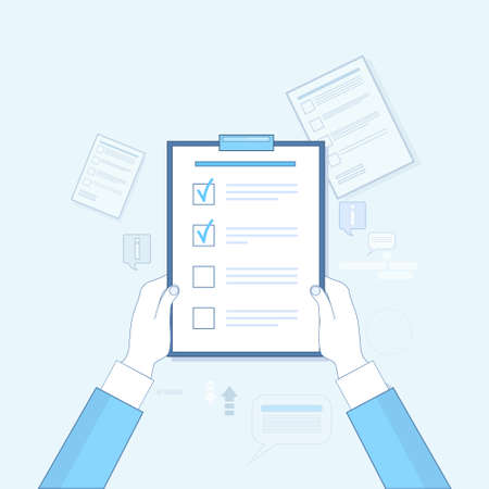 Hand Hold Check List Paper Document Vector Illustrationのイラスト素材