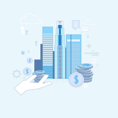 Investment Money Investor Business Thin Line Vector Illustrationのイラスト素材