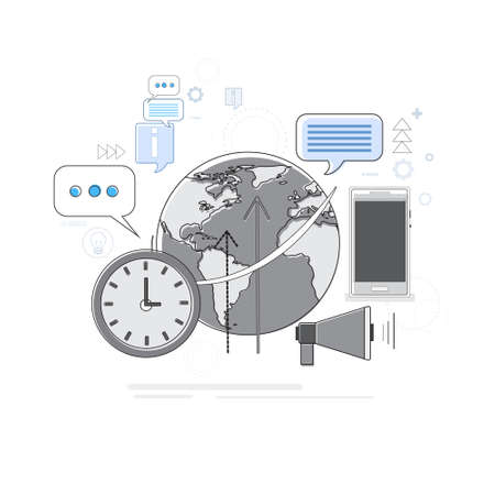 Digital Marketing World Business Megaphone Device Loudspeaker Vector Illustrationのイラスト素材