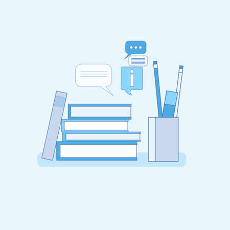 School Study Process University Education Web Banner Thin Line Vector Illustrationのイラスト素材