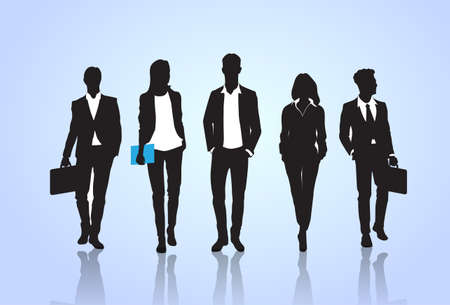 Business People Black Silhouette Team Businesspeople Group Human Resources Vector Illustrationのイラスト素材