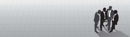 Silhouette Black Business People Group Standing Top Angle View, Businessman Colleague Team Banner With Copy Space Flat Vector Illustrationのイラスト素材