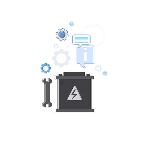 Car Service Accumulator Auto Mechanics Business Web Banner Vector Illustrationのイラスト素材