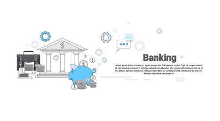 Financial Banking Business Finance Thin Line Vector Illustrationのイラスト素材