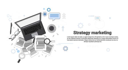 Strategy Management Marketing Plan Business Web Banner Vector Illustrationのイラスト素材