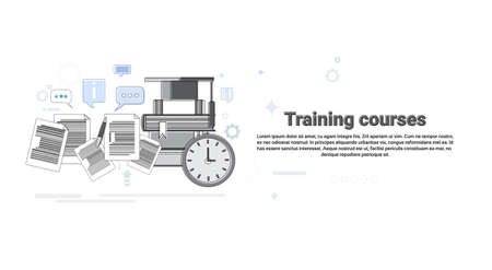 Learning Training Courses Education Web Banner Vector Illustrationのイラスト素材