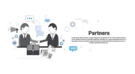 Businessman Partners Shake Hand Partnership Concept Business Web Banner Vector Illustrationのイラスト素材