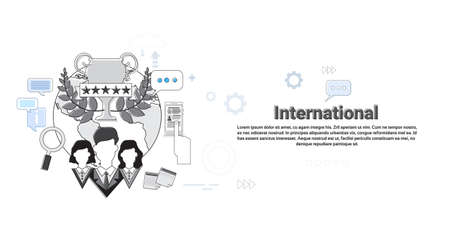 International Social Media Network Internet Connection Communication Web Banner Vector Illustrationのイラスト素材