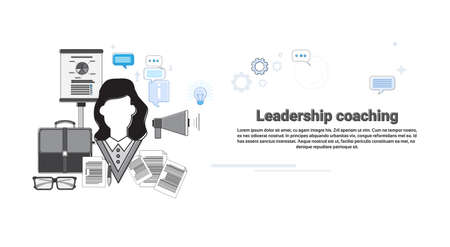 Leadership Coaching Management Business Web Banner Vector Illustrationのイラスト素材