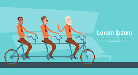 Business People Group Riding Bike Teamwork Concept Vector Illustrationのイラスト素材