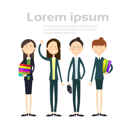 Business Woman Group Full Length Businesswoman Team Flat Vector Illustrationのイラスト素材