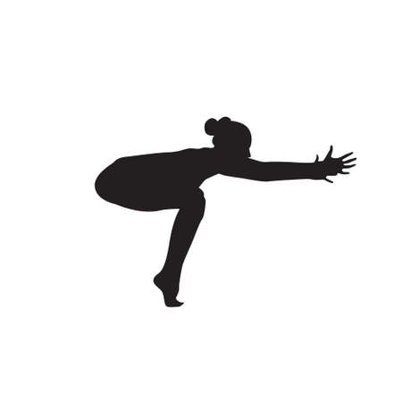 Yoga Sport Fitness Woman Exercise Workout Silhouettes Girl Isolated Over White Background Vector Illustrationのイラスト素材