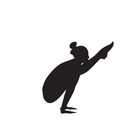 Yoga Sport Fitness Woman Exercise Workout Silhouettes Girl Isolated Over White Background Vector Illustrationのイラスト素材