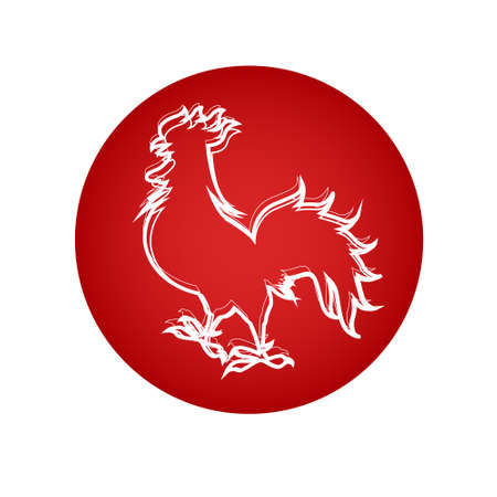 Happy New 2017 Year Rooster Bird Sign Asian Horoscope Flat Vector Illustrationのイラスト素材