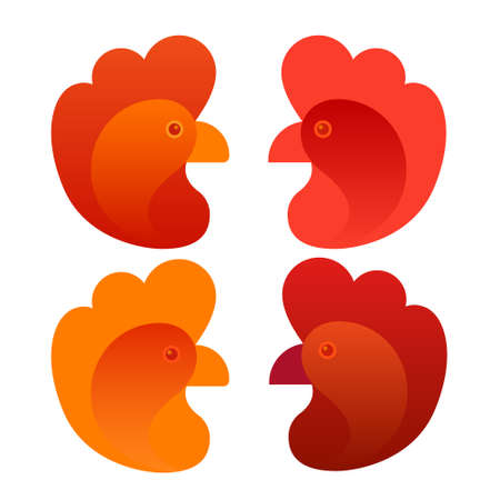 Happy New 2017 Year Rooster Bird Sign Asian Horoscope Flat Vector Illustrationのイラスト素材