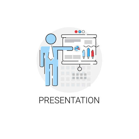 Business Presentation Seminar Conference Brainstorm Process Icon Vector Illustrationのイラスト素材