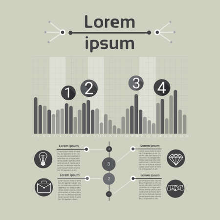 Graph Set Finance Diagram Infographic Icon Financial Business Chart Flat Vector Illustrationのイラスト素材