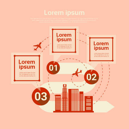 Airport Plane Transportation Analysis Infographic Copy Space Banner Flat Vector Illustrationのイラスト素材