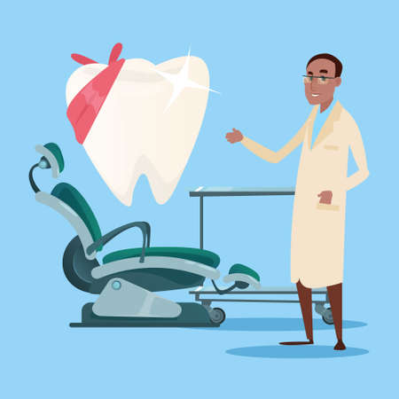 Dental Clinic Interior Dentist Workplace Hospital Medicine Flat Vector Illustrationのイラスト素材