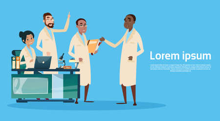 Group Medial Doctors Team Hospital Cabinet Interior Flat Vector Illustrationのイラスト素材