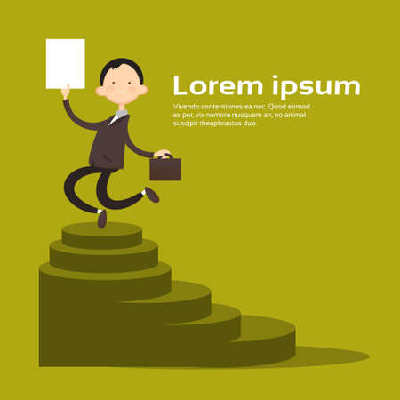 Successful Business Man Hold Contract Sign Document Flat Vector Illustrationのイラスト素材