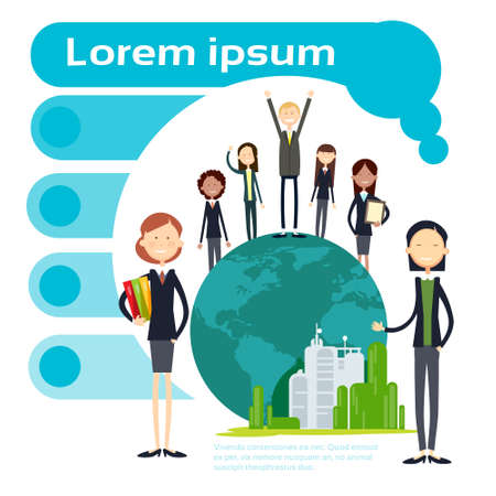 Arab Business People Group International Businesspeople Team Flat Vector Illustrationのイラスト素材