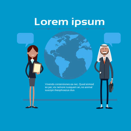 Arab Business People Group International Businesspeople Team Flat Vector Illustrationのイラスト素材