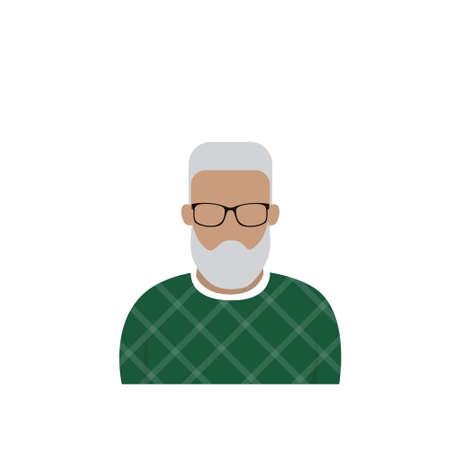 Profile Icon Male Avatar Man, Hipster Cartoon Guy Beard Portrait, Casual Person Silhouette Face Flat Vector Illustrationのイラスト素材