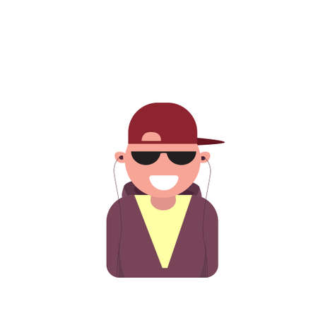 Profile Icon Male Avatar Man, Hipster Cartoon Guy Beard Portrait, Casual Person Flat Vector Illustrationのイラスト素材