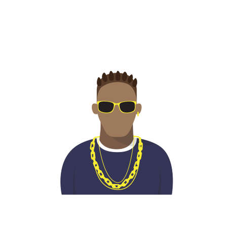 Profile Icon Male Avatar Man, African American Cartoon Guy Portrait, Casual Person Silhouette Face Flat Vector Illustrationのイラスト素材