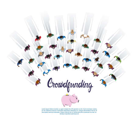 Business People Group Crowd Funding Investment Concept Flat Vector Illustration